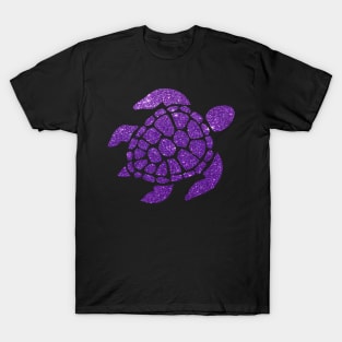 Purple Faux Glitter Turtle T-Shirt